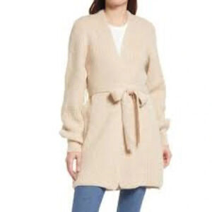 Topshop Wool Blend Open Front Belted Cardigan - NWOT - Size 0-2